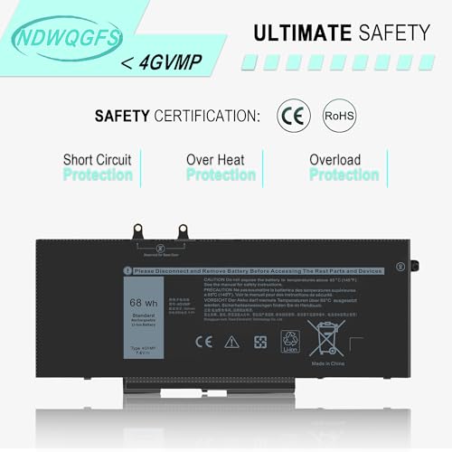 Image of 4GVMP Laptop Battery for DELL Latitude 5400 5500 5410 5510 Precision 3540 3550 Inspiron 7590 7591 7791 2-in-1 Series Latitude 5510 Battery Compatible with P84F, P42E, H82T6, C5GV2