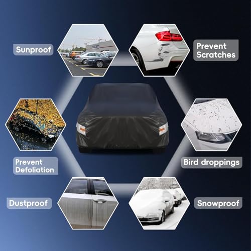 Image of 10 Layers Coupe Car Cover Waterproof Breathable,100% Waterproof Outdoor Car Covers Custom Fit for Jaguar F type, Audi TT, BMW Z4, Nissan 370z, Porsche 718 Cayman, Audi A3 Saloon,etc Black