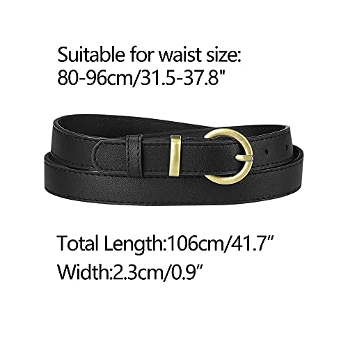 Allegra K Women PU Leather Belts Bronze Metal Pin Buckle Thin Waist Belts for Jeans Dress3