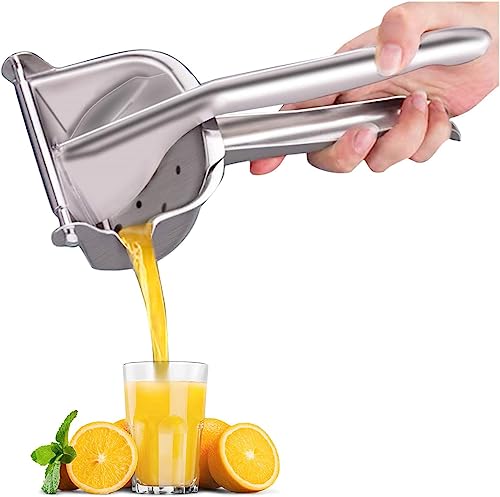 ZIMTAL Manual Fruit Squeezer Juicer Heavy-Duty Hand Press Perfect for Lemon Orange Water melon Pomegranate Juice Extraction (Stainless steel