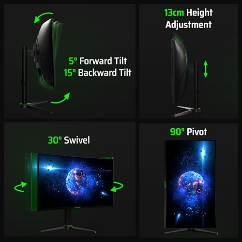 Monitor curvo da gioco A27 V2 | Display QHD curvo da 27 pollici a 180 Hz (2560x1440) | Tempo di risposta 1ms | HDR 10| FreeSync - G Sync 119,9% ??| SRGB | Altoparlanti 2* O8 x 2W | Connessione - Monitor - Immagine 6