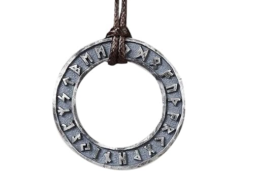 Baldur Jewelry Elder Futhark Necklace, 925 Silver Rune Circle Pendant