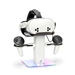 Baomaeyea Design Charging Dock Compatible with Meta Quest 3S/Quest 3 Accessories,RGB Charging Vertical Stand,Bottom LED Light & Non-Slip Mat (white)
