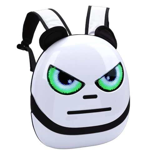Eujgoov Mochila LED para Motocicleta Com Olhos Hipnotizantes, Tela de Design, Controle por Aplicativo, à Prova D'água, Bolsa Dura, Ciclismo, Viagem