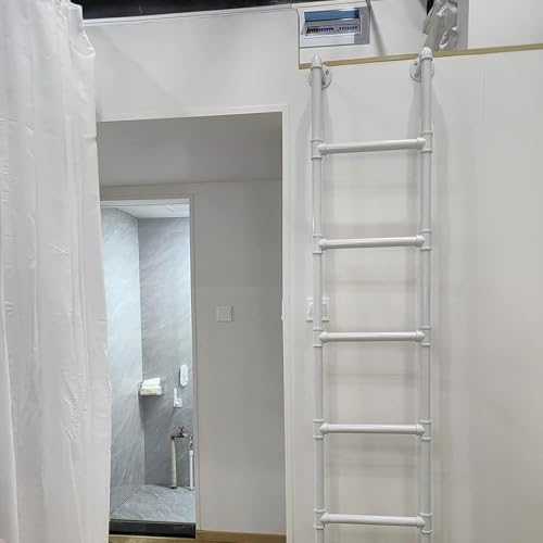 Escalera de metal blanca para loft y salida de sótano resistente 2