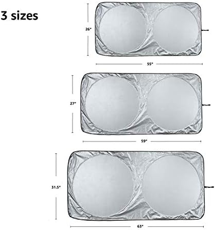Amazon Basics UV Reflecting Foldable Front Windshield Sun Shade - 140 cm x 66 cm, 0.1-MM Thickness