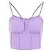 Produktbild Crop Tops Y2K Damen Teenager Mädchen Einfarbiges Leibchen Spaghetti Top Ärmelloses Bauchfrei Tanktop Plissee Weste Bluse Hemd Frauen Cami Shirt Kurze Oberteil (Lila, M)