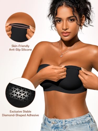 Image of Strapless Jelly Bras for Women - S-XL Seamless Padded Bandeau Bra