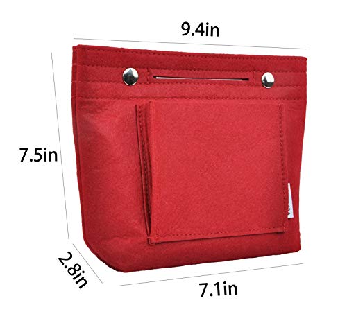 Vercord Mini Slim Small Felt Purse Organizer Insert Inside Handbag Tote Pocketbook For Women Burgundy #TOP2