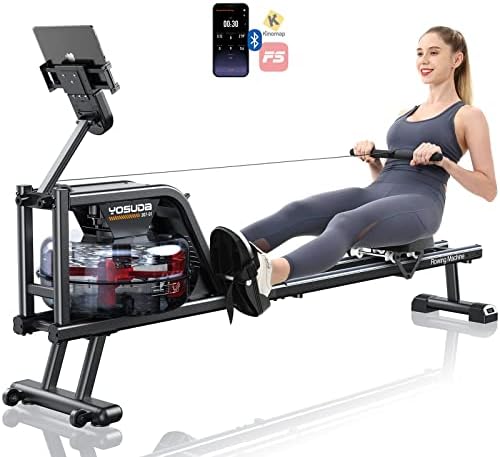 YOSUDA Water Rowing Machines with Bluetooth-Water Rowers 350LBS Weight Capacity for Home Use with Smooth Aluminum Dual Slide Rail & Rowing-Dedicated Monitor