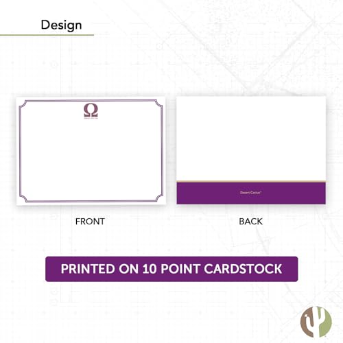 Image of Desert Cactus Omega Psi Phi 10 Pack Notecards OPP Omega Man Divine 9 Stationery Cardstock Includes Envelopes Memo Party Thank You (Notecard Design D)