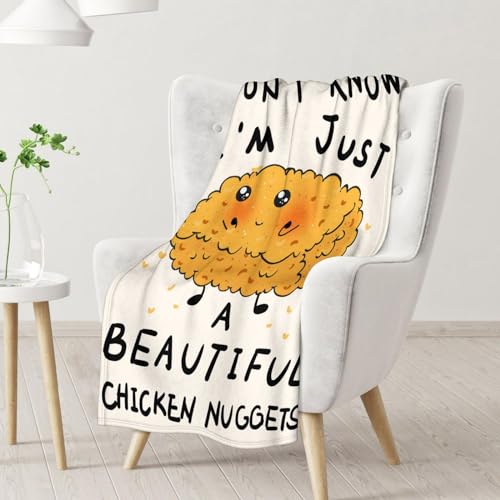 Mercuryelf Chicken Nugget Blanket - Soft, Fuzzy & Warm - 50x60 Inches Flannel Throw Blankets for Living Room, Sofa - Beige Cute Throws Gift for Teens