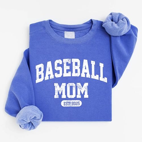 CHILLEVER Personalized Baseball Mom Sweatshirt – Custom Name Sports Mom Crewneck with EST Year, Game Day Baseball Team Spirit Pullover, Senior Night or Tournament Gift for Proud Moms4