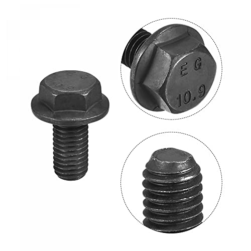 Image of uxcell Metric M12x25mm Hex Flange Bolts, 6pcs 10.9 Grade Carbon Steel Hexagon Head Screws