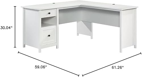 Miniatura 3 de Pemberly Row Escritorio de computadora de madera de ingeniería costera en forma de L en blanco suave Blanco suave,Estate