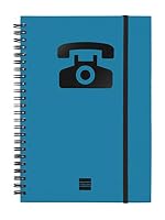 Finocam - Adressbuch (Telefonbuch) mit doppelter Spiralbindung und Gummibandverschluss | 48 Blatt | Adressbuch (Telefonbuch) A5 Einband mit doppelter Spiralbindung - Farbe Blau