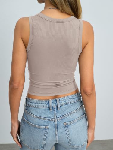 Image of Eachyes Womens Ribbed Crop Tank Tops High Neck Sleeveless Slim Fit Shirts Summer Casual Y2k Going Out Clothes 2026