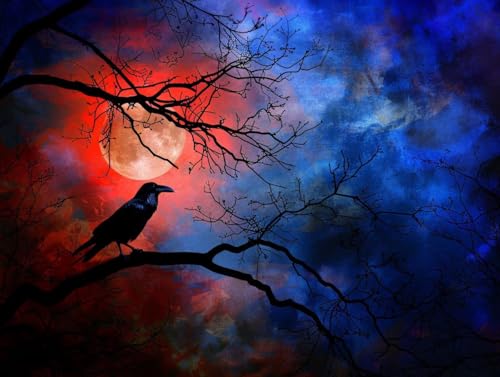 Diamond Painting Oiseaux et Lune pour une Décoration Murale Salon C-338