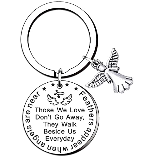Image of TTOVEN Memorial Gifts in Memory of Loved One Gift Feathers Appear When Angels are Near Loss of Loved One Keyring Memorial Sympathy Gifts