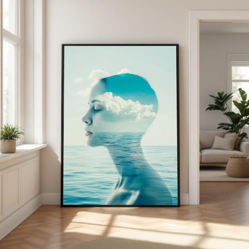 Affiches abstraites profil de femme mer tranquille TONGYINLI 70x100cm - 4