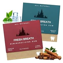 KWOLYKIM 2 Boxes Organic Sugar-Free Refreshing Cinnamon and Mint Chewing Gum, Remineralizing Long Lasting Chewing Gum for Teeth & Gum