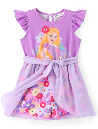 Image of Disney Princess Frozen Elsa Minnie Mouse Stitch Toddler Girl Romper With Skirt Overlay Summer Jumpsuit with Bow 2-6 Years