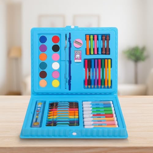 Image of TOYTONIC 68-Piece Color Set for Kids - Drawing & Painting Kit with Crayons, Watercolors, Pencils & Sketch Tools | Creative Art Stationery Gift for Boys & Girls Age 3-5