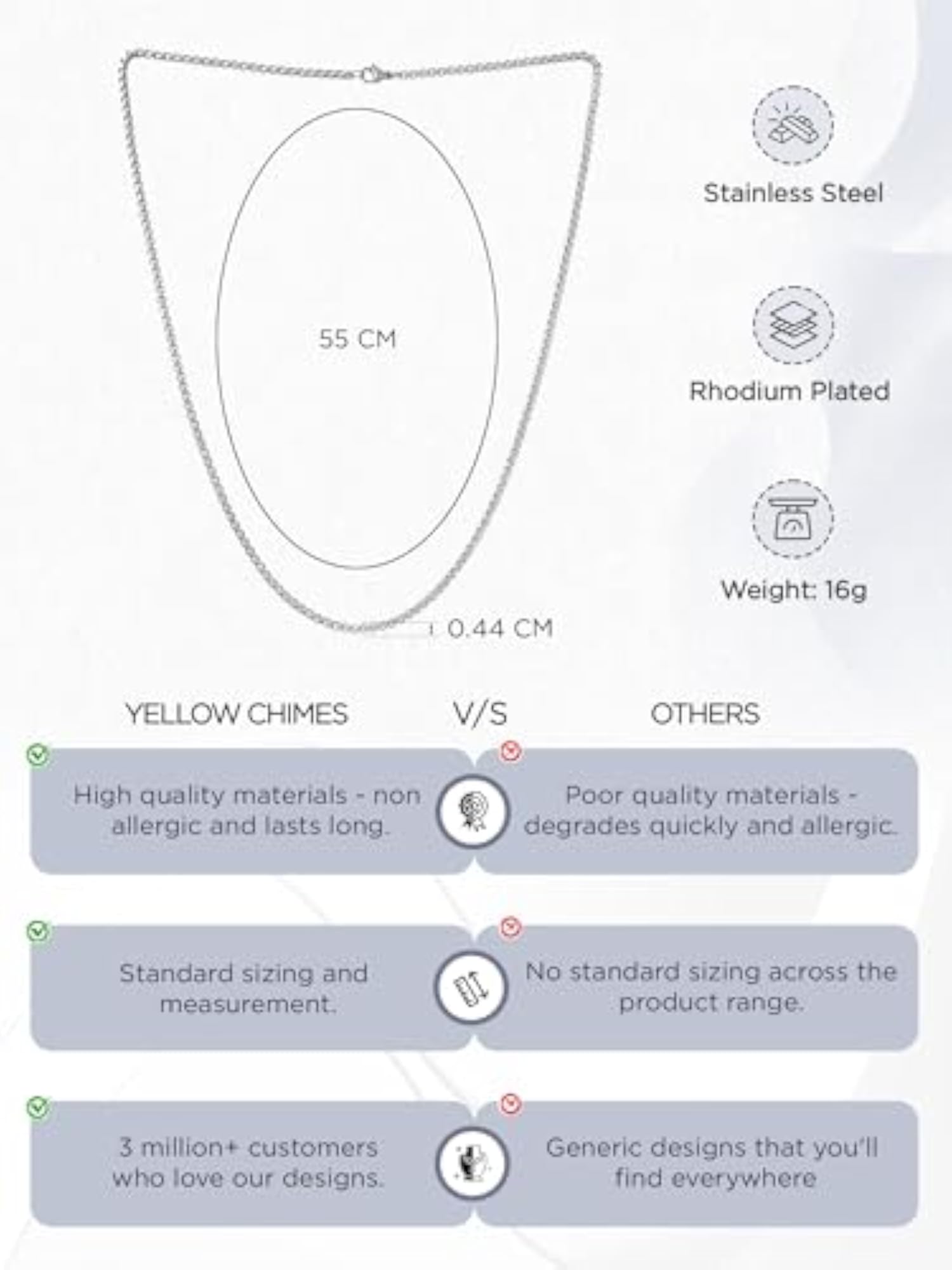 Classic Silver Box Chain Necklace for Men