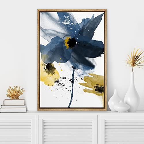 Signwin Framed Canvas Wall Art Blue Flower Canvas Prints Home Artwork Decoration For Living Room,Bedroom - 16"X24" Natural #TOP1