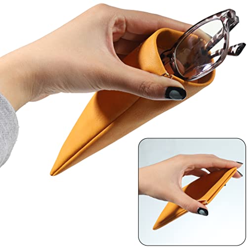 Image of 4Pcs Squeeze Top Glasses Case, Glasses Cases Soft, Portable Sunglass Case Soft Leather Eyeglass Case for Women Men Kid