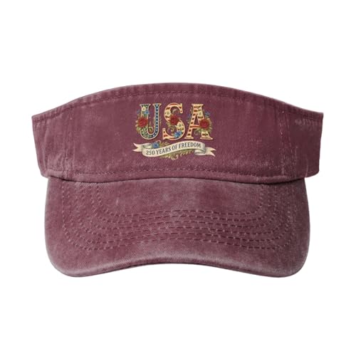 250th Anniversary Sun Visor Hat 250th Anniversary of American Independence Empty Top Baseball Caps Fashion Printed Golf Cap Red