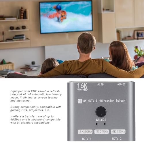 Conmutador HDMI divisor 8K@60Hz bidireccional compatible con HDTV 2
