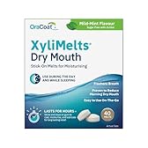 XyliMelts Dry Mouth Relief Discs Mild Mint (40 Count) – Xylitol Oral Adhering Tablets for Nighttime or Day Use, Long-Lasting Dry Mouth Relief & Saliva Support