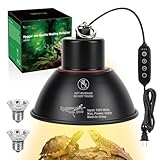 Reptile Heat Lamp Reptile Light Fixture 2Inch Shallow Dome with Dimmer and Cycle Timer, Max 100W, 2 Pack Heat Lamps UVB Bulb UVA Basking Light for Bearded Dragon Turtle Chicken Lizard Snake Gecko Tank