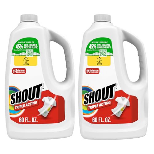 Image of Shout Active Enzyme Laundry Stain Remover Spray for Clothes, Triple-Acting Formula Clings, Penetrates, and Lifts Tough & Everyday Stains - Prewash Refill 60oz (Pack of 2)