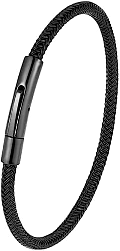 Black Colour Men’s Wire Rope Bracelet – 316L Stainless Steel | Waterproof, Hypoallergenic, Durable Clasp | 21cm Length