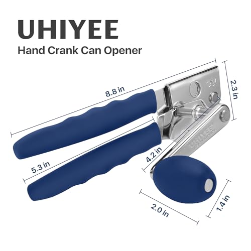 Commercial Can Opener, UHIYEE Hand Crank Can Opener Manual Heavy Duty with Comfortable Extra-long Handles, Oversized Knob, Large Handheld Can Open Easy for Big Cans, Blue by UHIYEE - Image 7