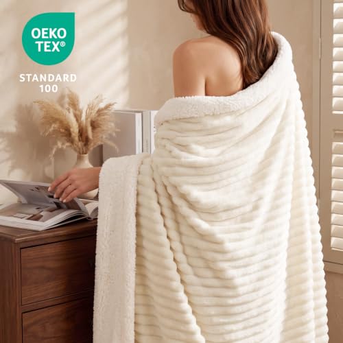 Image of BEDELITE Soft Sherpa Twin Blanket for Couch, Fluffy Gift, Cream, 60x80