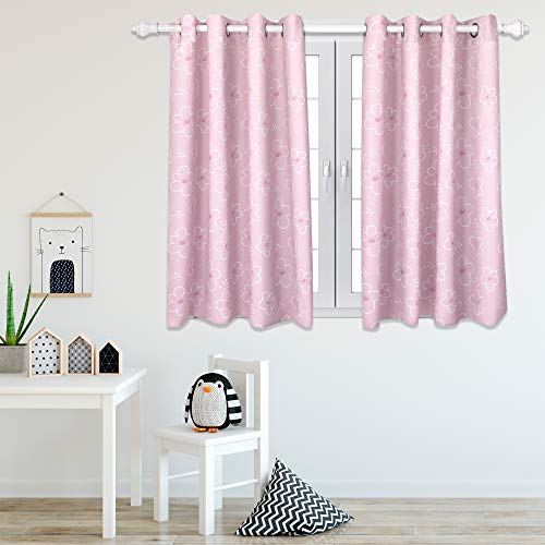 TILLYOU Curtains for Kids Bedroom, Blackout Window Treatment Curtain with Grommet, Thermal Insulated Room Darkening Curtain for Boys Girls Set of 2 Panels (Pink, 52W X 63L Inches)
