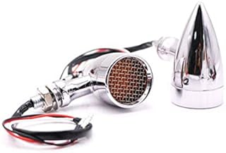 Lampe de clignotant de grille de balle de moto pour Harley Shadow Honda Yamaha VMAX Custom Cruiser (Chrome/Fumée)