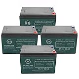 Fuerduo 4PCS 6-DZM-12 12V 12Ah AGM Rechargeable Battery for Electric Go Kart ATV Scooter Golf Cart 5.91'(L) x 3.94'(W) x 3.82'(H)