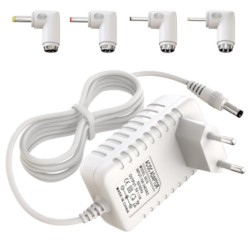 5V AC/DC Babyphone Ladegerät Universeller für HelloBaby, VTech Babyphone etc, 4 Rundstecker Adapter mit 1.5 M Netzteil Kabel
