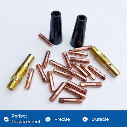 Image of 24PCS Flux Core Gasless Nozzle Welding Kit Flux Core Gasless Nozzle .030 inch & .035 inch Contact Tips Replacement MIG Welder Accessories,Compatible with Lincoln,Eastwood and more (.030 inch & .035 inch）