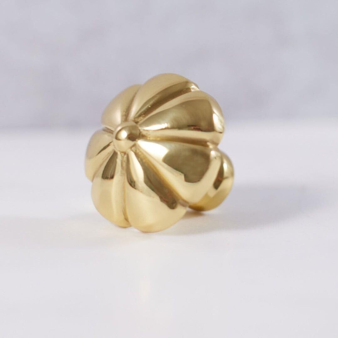 Manor Brass Polished Floral Knob Pull Handle Furniture Cupboard Drawer Cabinet Wardrobe