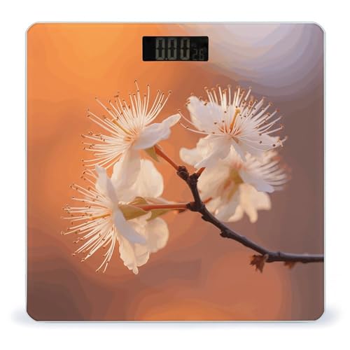 Báscula digital Flowers Under Orange Light con vidrio templado