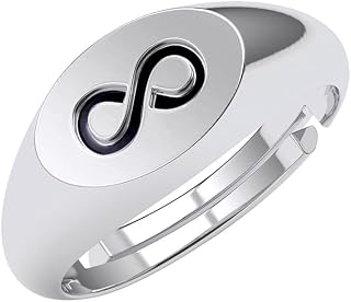 Clara Pure 925 Sterling Silver Tian Infinity Men Ring |Size Adjustable, Platinum Plated | Gift for Men & Boys Price In India