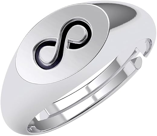 Clara Pure 925 Sterling Silver Tian Infinity Men Ring |Size Adjustable, Platinum Plated | Gift for Men &amp; Boys