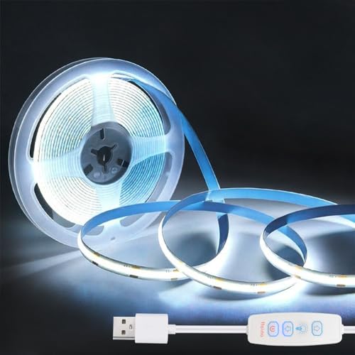 ZSLAIFU COB LED Strip Lights White 3.28ft 5V Dimmable LED Light Strip Flexible USB Light Strip for Cabinet TV Backlighting Bedroom Kitchen Home DIY Lighting