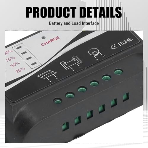 TICFOX Solar Lade und Entladeregler, Solar Ladegerät Controller, 12V/24V 10A Solar Laderegler Regler Haltbares ABS Gehäuse Solarpanel Ladegerät Entladeregler für Sonnenkollektoren und Batterien