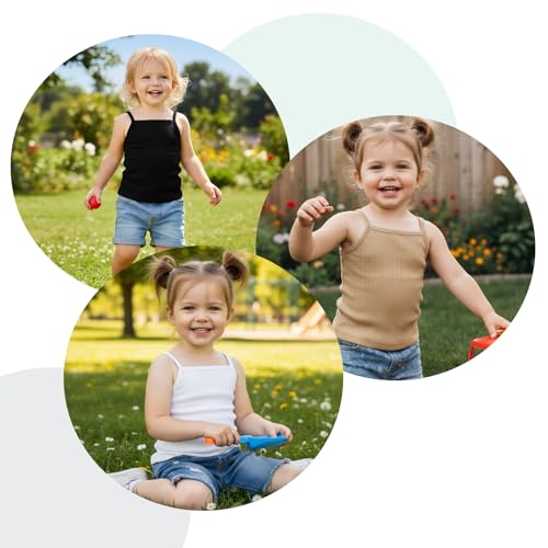 Image of ROMPERINBOX Toddler Tank Tops Girls Spaghetti Strap Ribbed Knit 3 Pack Sleeveless Casual Basic Cami Top for 12M-4T